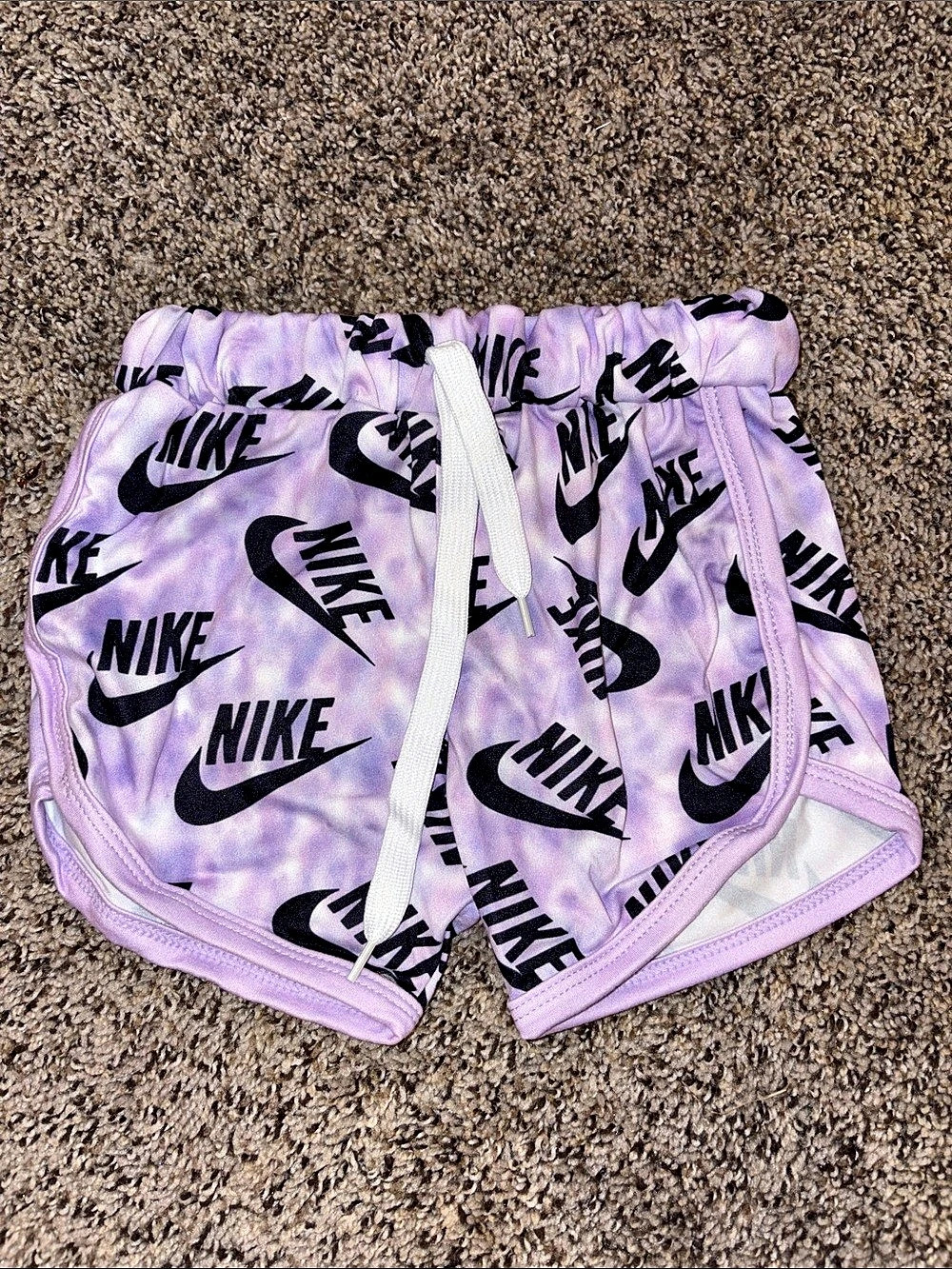 Nike Print Athletic Shorts in Purple & White